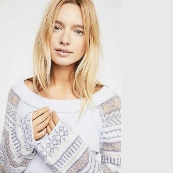 Free People Fairground Thermal Sweater Sky Blue Size Small - Picture 4 of 11